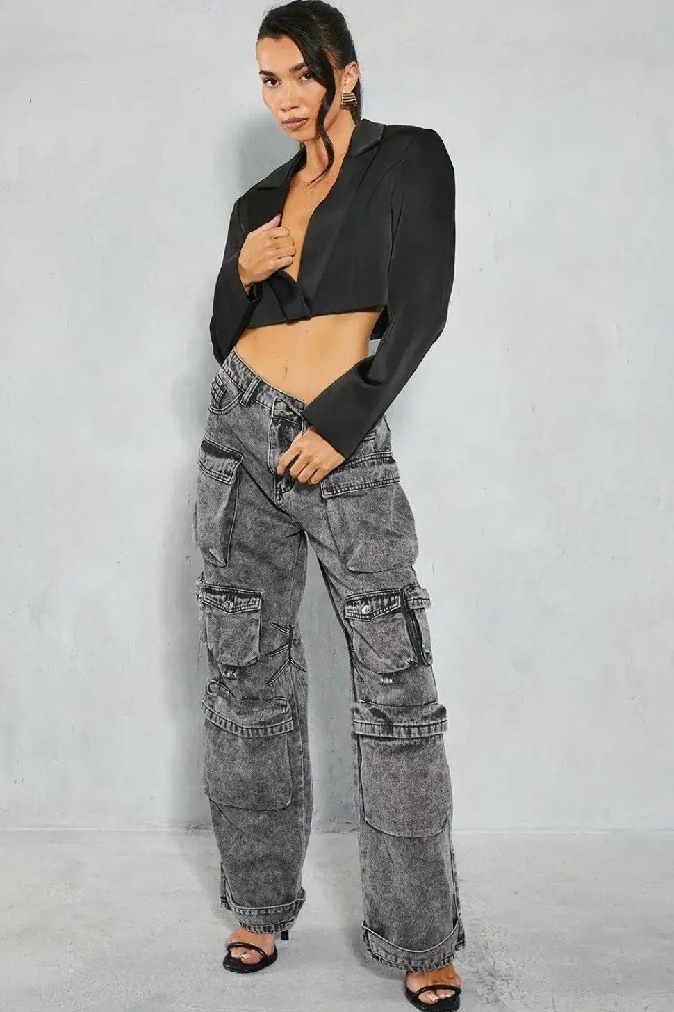 Premium Satin Cropped Blazer