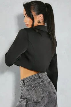 Premium Satin Cropped Blazer