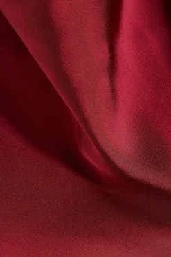Premium Satin Halterneck Low Back Asymmetric Midi Dress