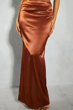 Premium Satin High Waisted Column Maxi Skirt