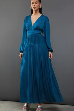 Premium Satin Open Back Maxi Dress