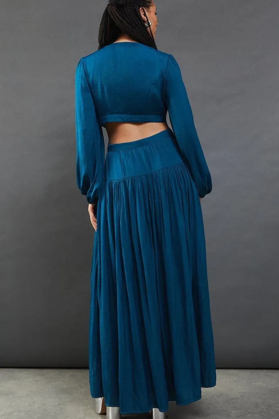Premium Satin Open Back Maxi Dress