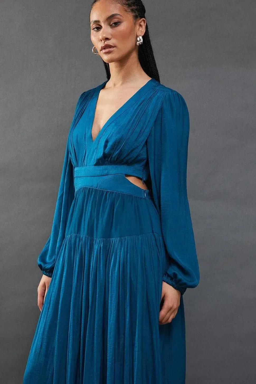 Premium Satin Open Back Maxi Dress