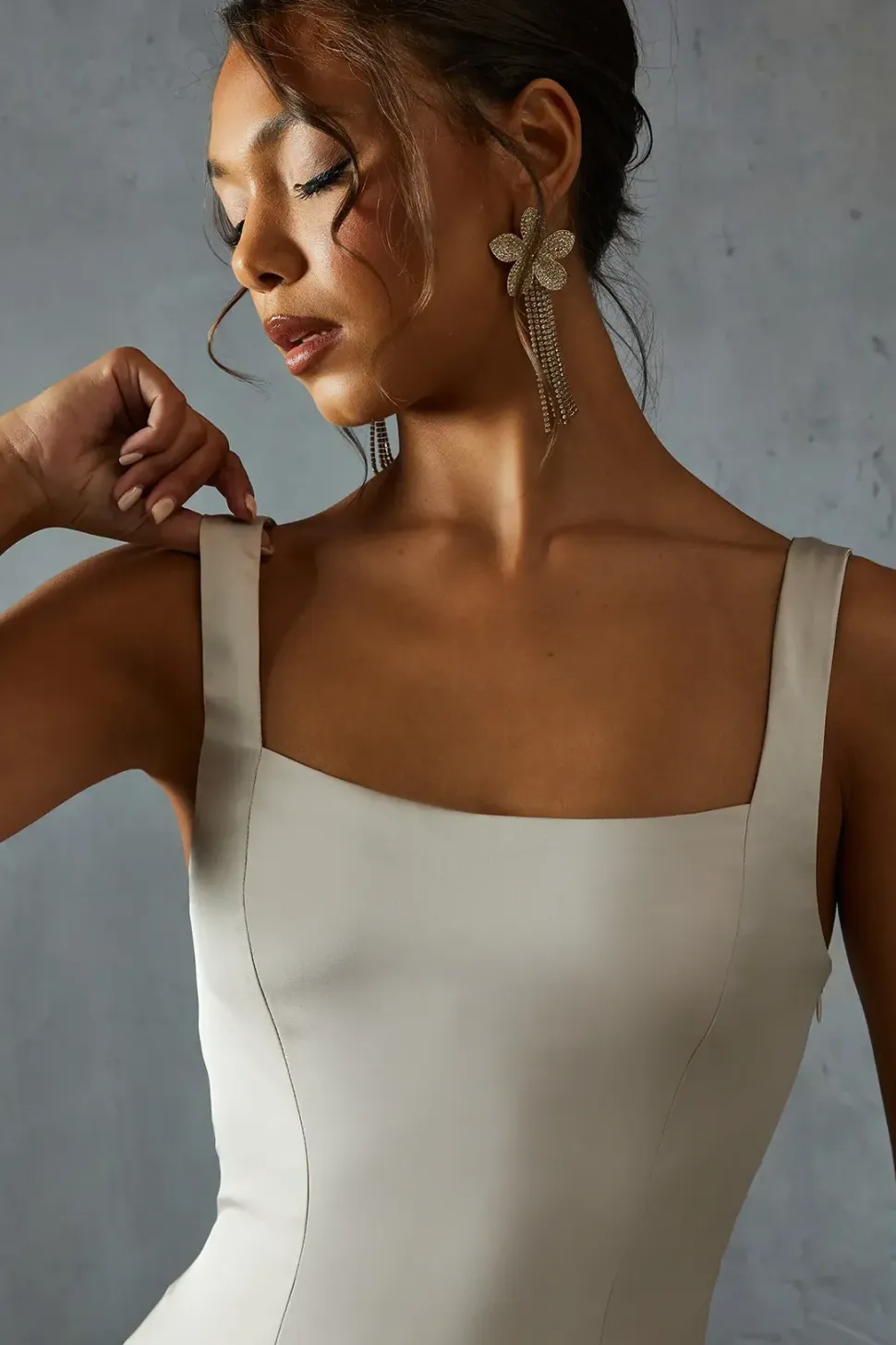 Premium Satin Square Pleated Skirt Bridesmaid Dress