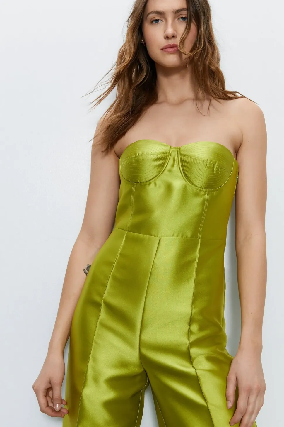Premium Satin Twill Bandeau Jumpsuit
