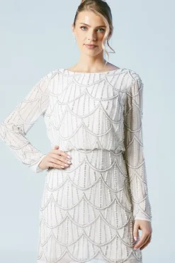 Premium Scallop Detail Batwing Bridal Mini Dress