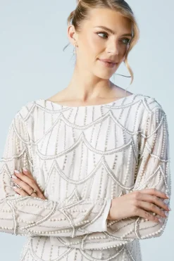 Premium Scallop Detail Batwing Bridal Mini Dress