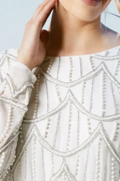 Premium Scallop Detail Batwing Bridal Mini Dress