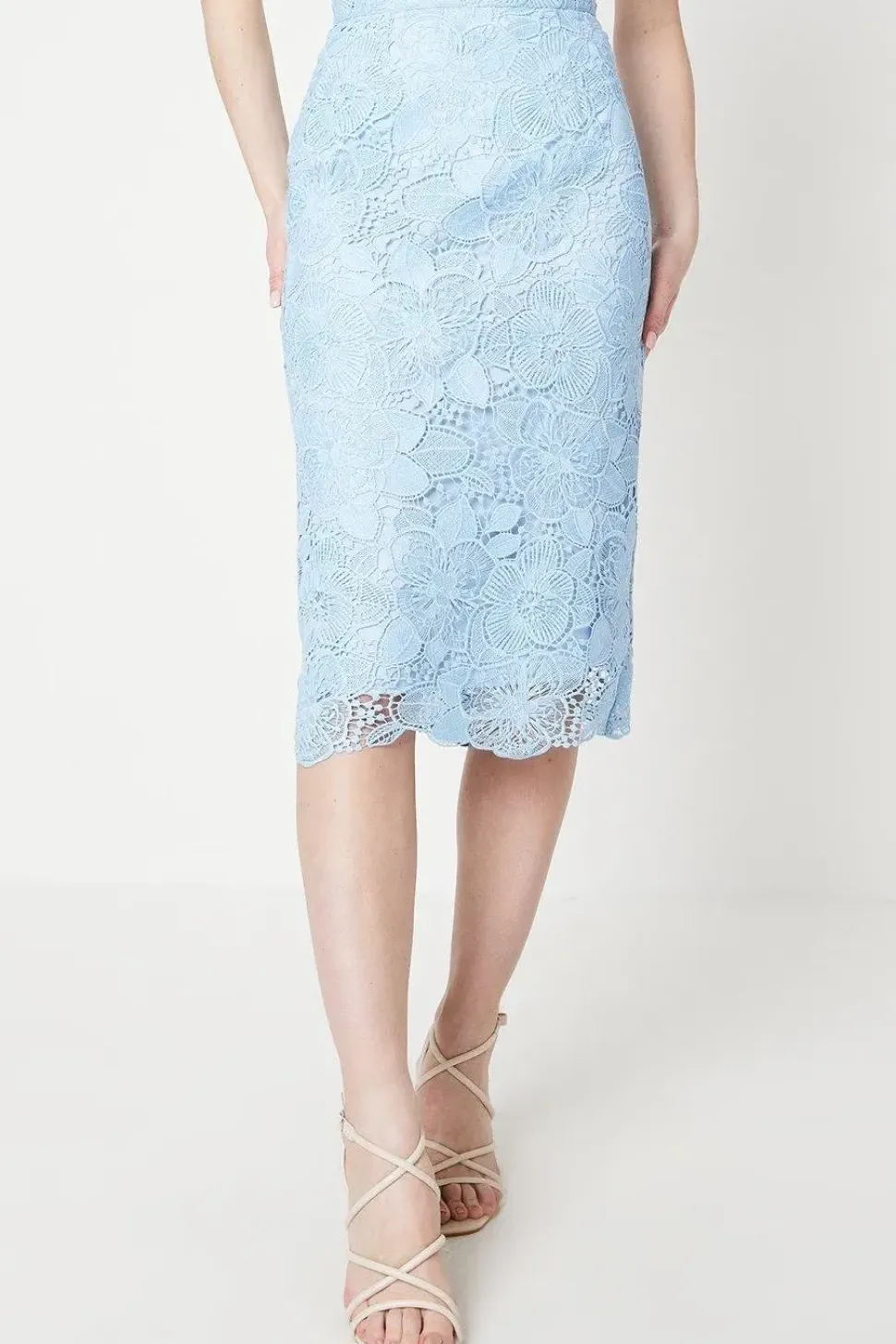 Premium Scallop Lace Midi Skirt