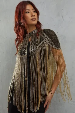 Premium Star Sequin Embellished Fringe Cape