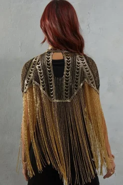 Premium Star Sequin Embellished Fringe Cape