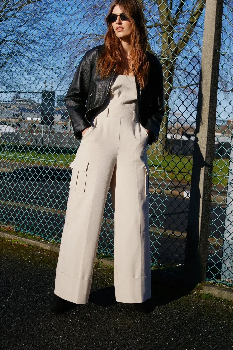 Premium Tailored Cargo Wide Leg Jumpsuit