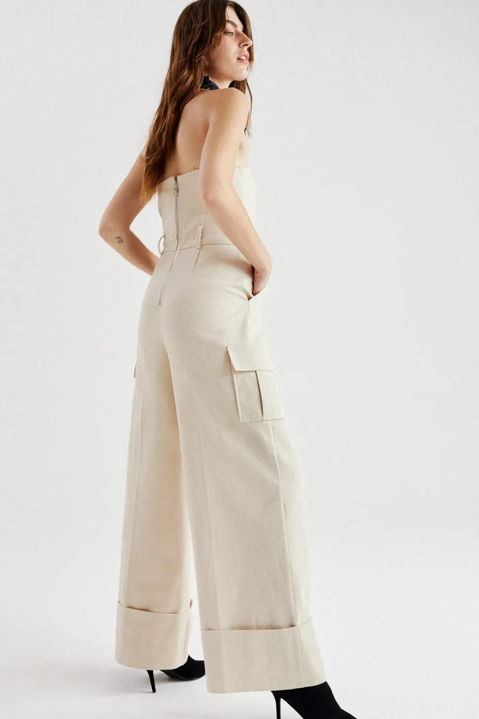 Premium Tailored Cargo Wide Leg Jumpsuit