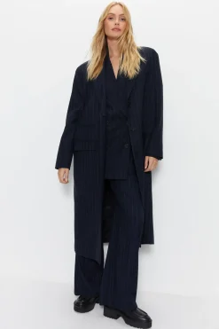 Premium Tailored Pinstripe Duster Coat