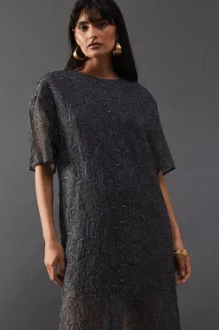 Premium Tissue Organza Midaxi T-shirt Dress