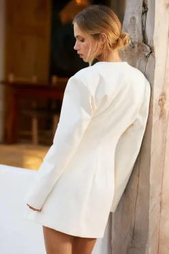 Premium Twill Button Detail Blazer Dress