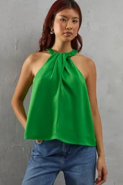 Premium Twist Neck Satin Top
