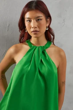 Premium Twist Neck Satin Top