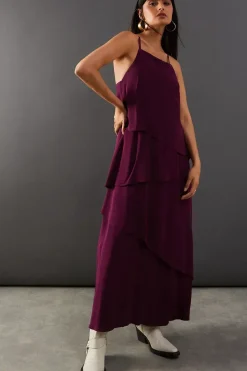 Premium Viscose Halter Ruffle Midaxi Dress