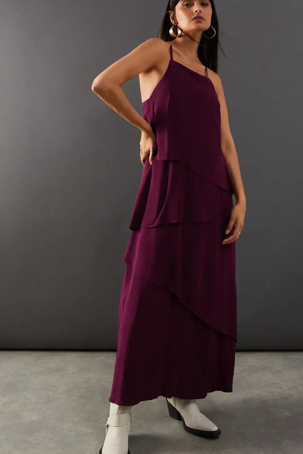 Premium Viscose Halter Ruffle Midaxi Dress
