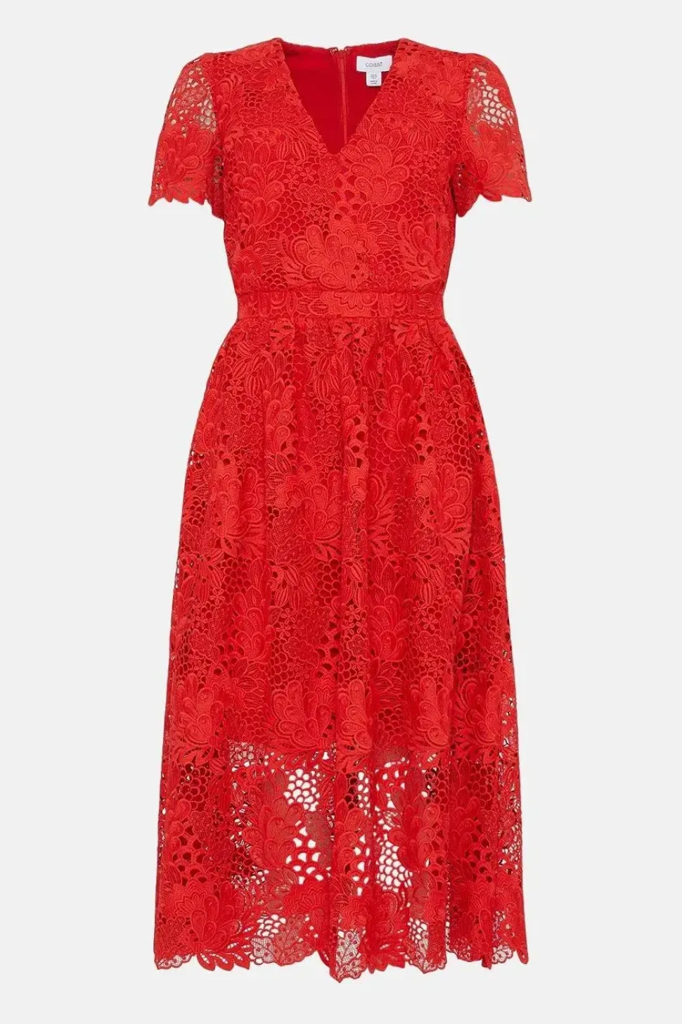 Premium V Neck Midi Dress In Lace