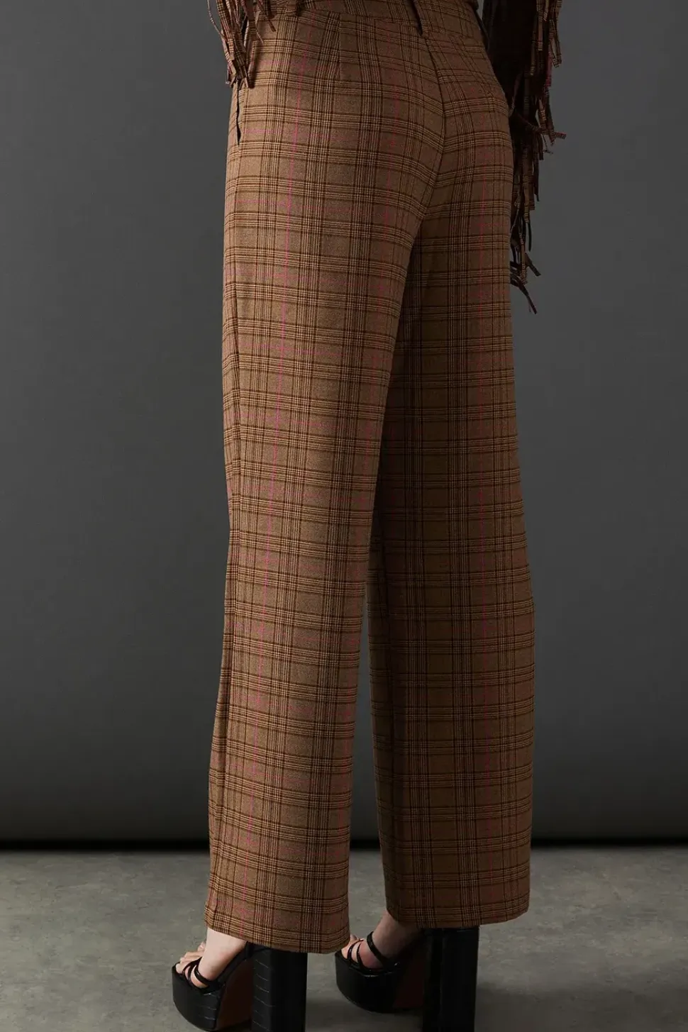 Premium Wide Leg Heritage Check Trousers