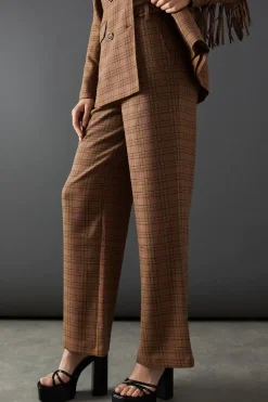 Premium Wide Leg Heritage Check Trousers