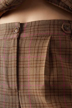 Premium Wide Leg Heritage Check Trousers