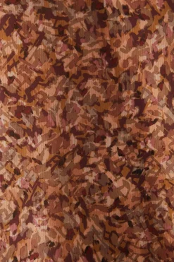 Print Chiffon Ruffle Tie Neck Midi Dress