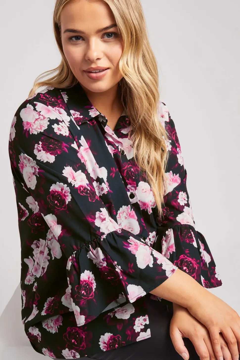Printed Bell Sleeve Shirt