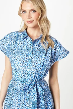 Printed Belted Shirt Dress