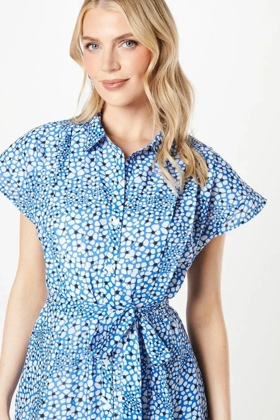 Printed Belted Shirt Dress