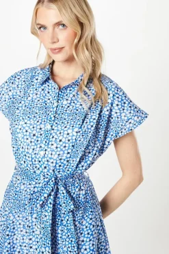 Printed Belted Shirt Dress