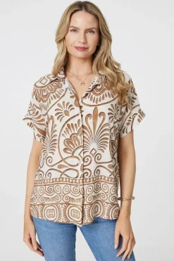 Printed Button Down Short Sleeve Shirt