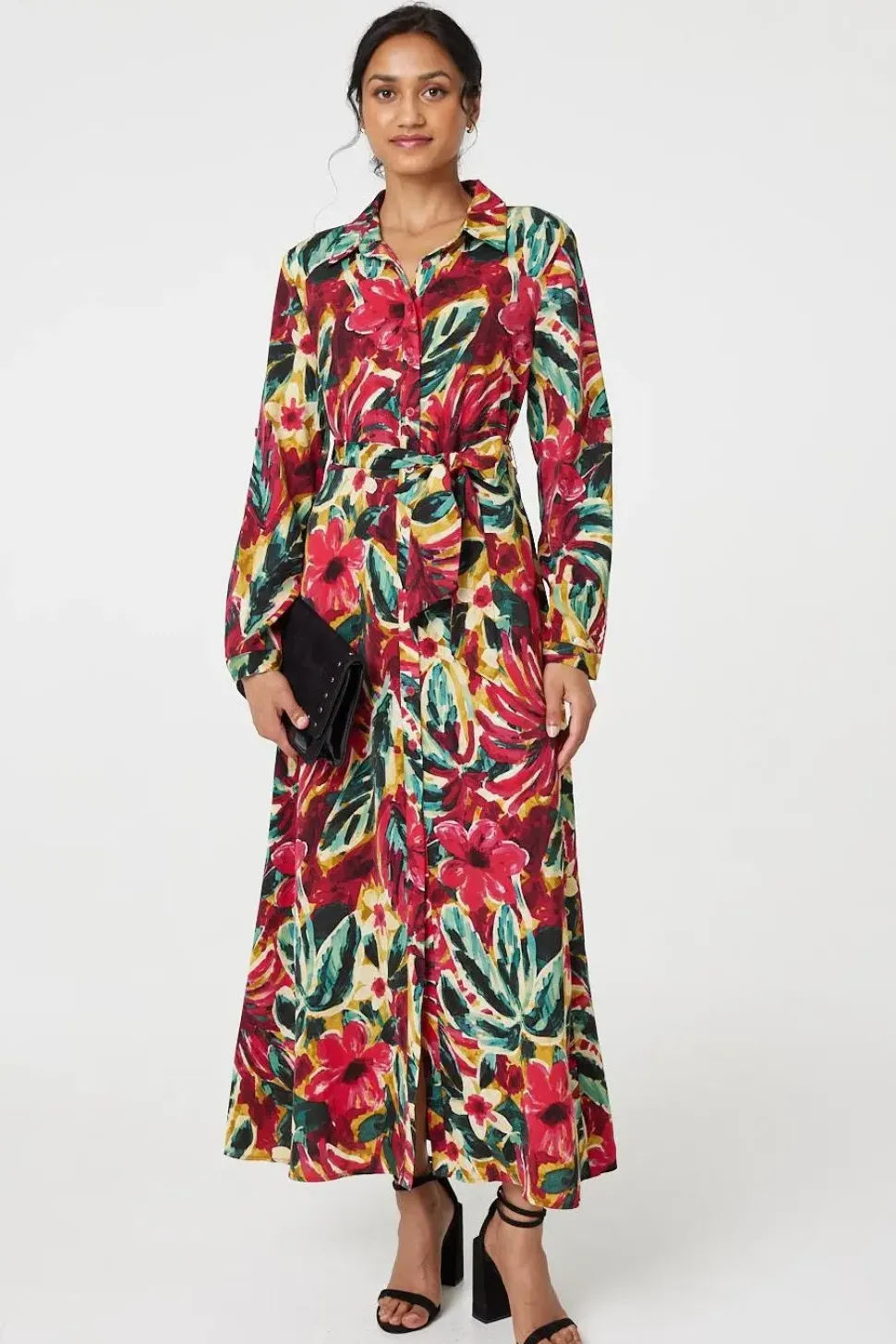 Printed Button Front Shirt Dress