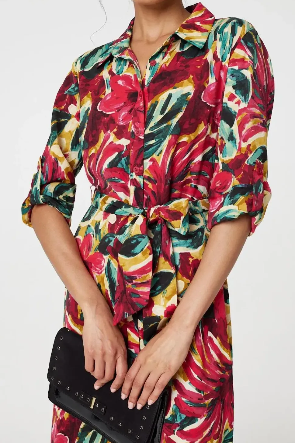 Printed Button Front Shirt Dress