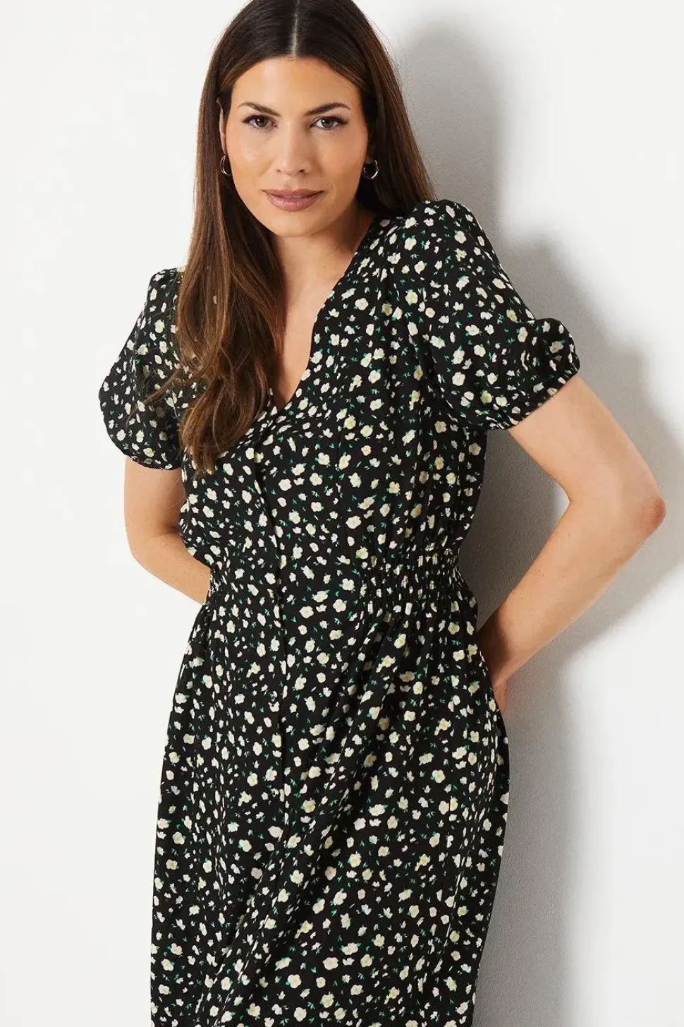 Printed Button Through Midi Dress