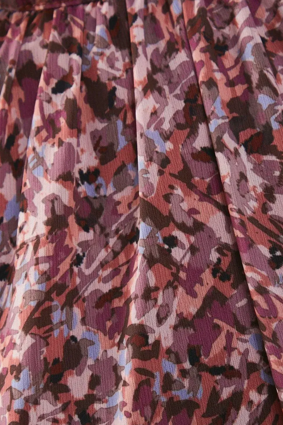 Printed Chiffon Drop Hem High Neck Flare Sleeve Mini Swing Dress