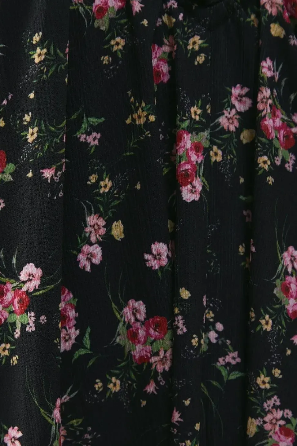 Printed Chiffon Gathered Neck Trapeze Midi Dress