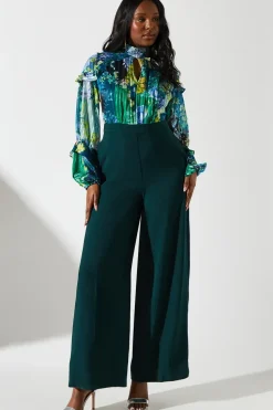 Printed Chiffon Mix Fabric Jumpsuit