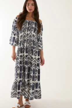 Printed Coconut Button Dress