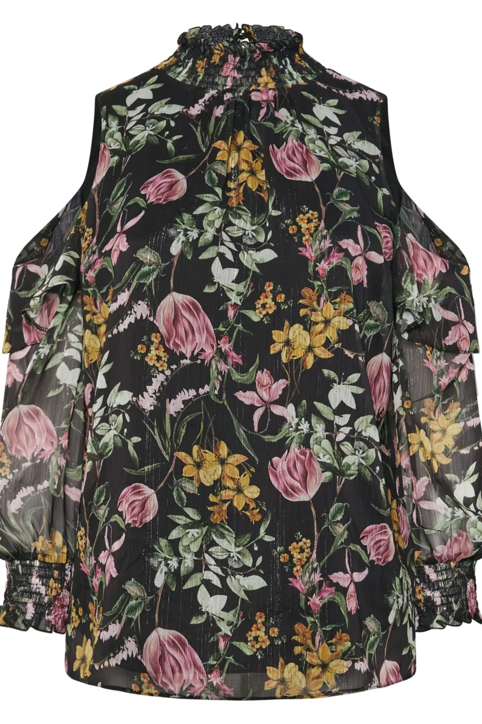 Printed Cold Shoulder Blouse