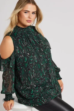 Printed Cold Shoulder Blouse