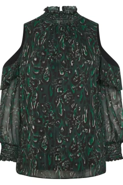 Printed Cold Shoulder Blouse