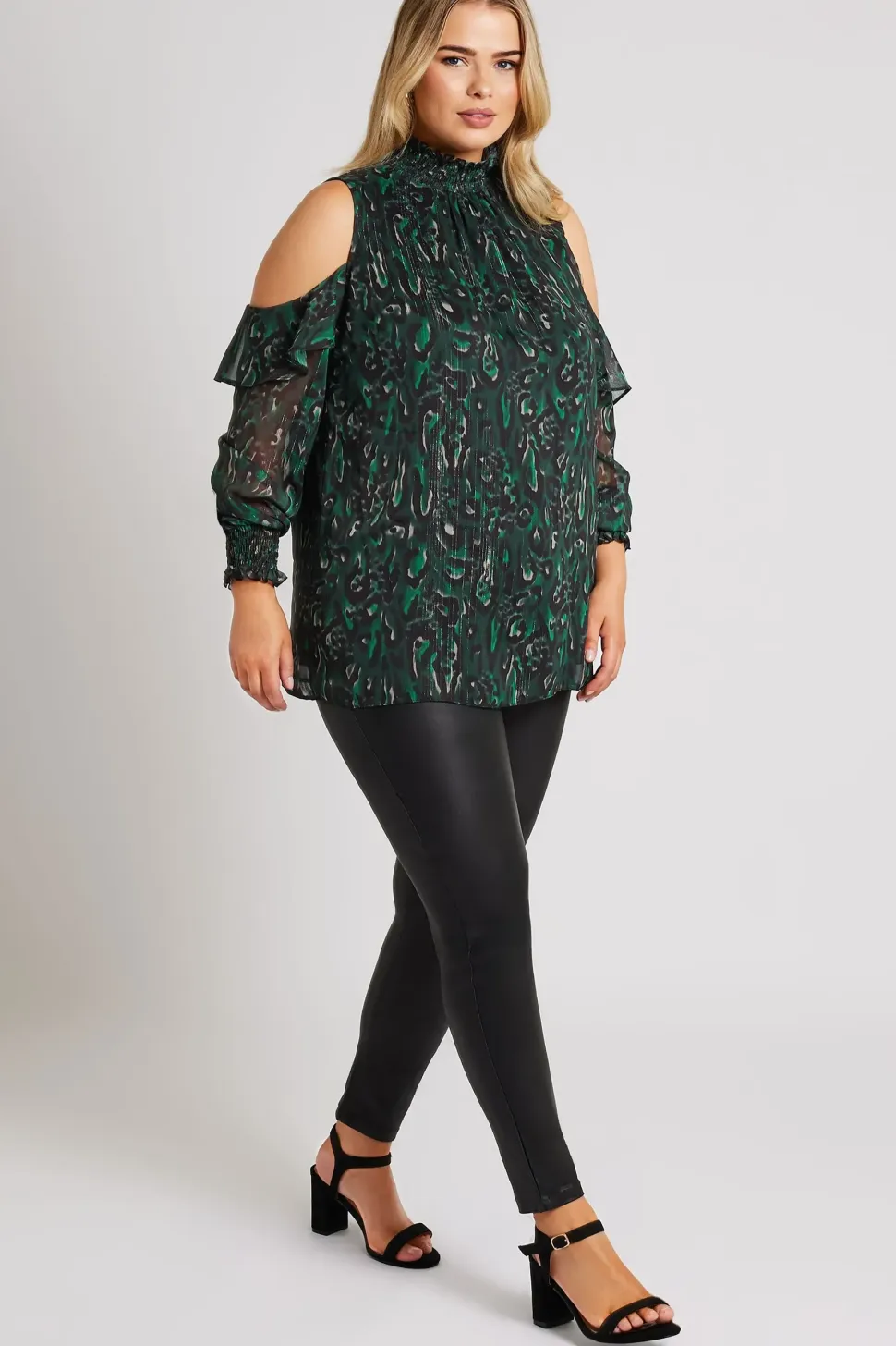 Printed Cold Shoulder Blouse