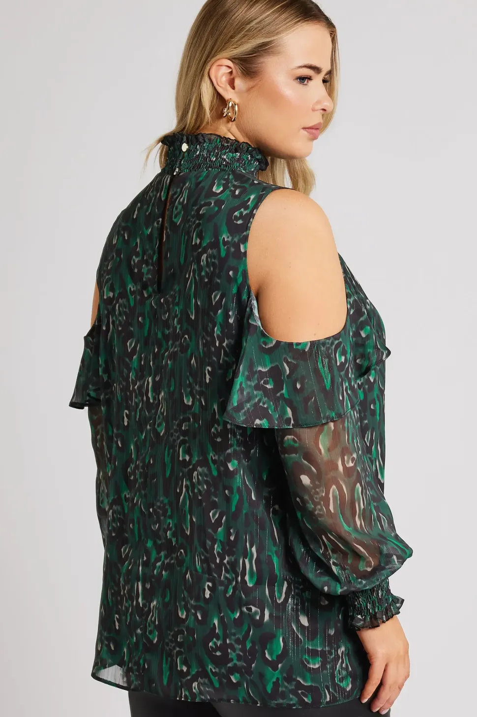 Printed Cold Shoulder Blouse