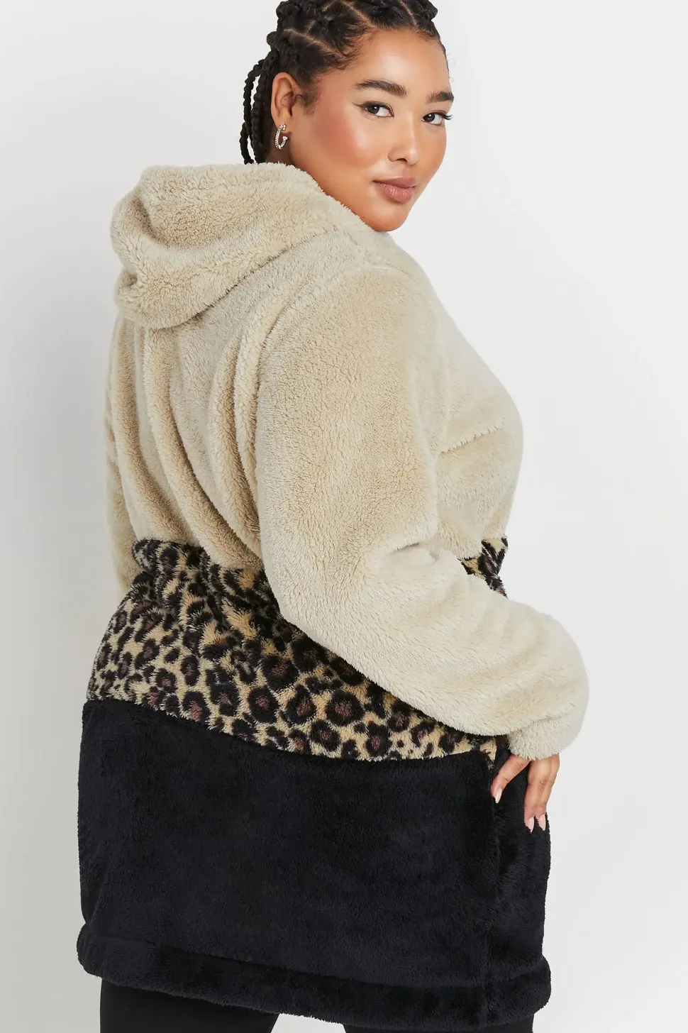 Printed Colour Block Fleece Jacket