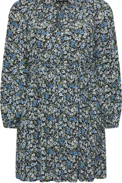 Printed Crinkle Tie Neck Blouse