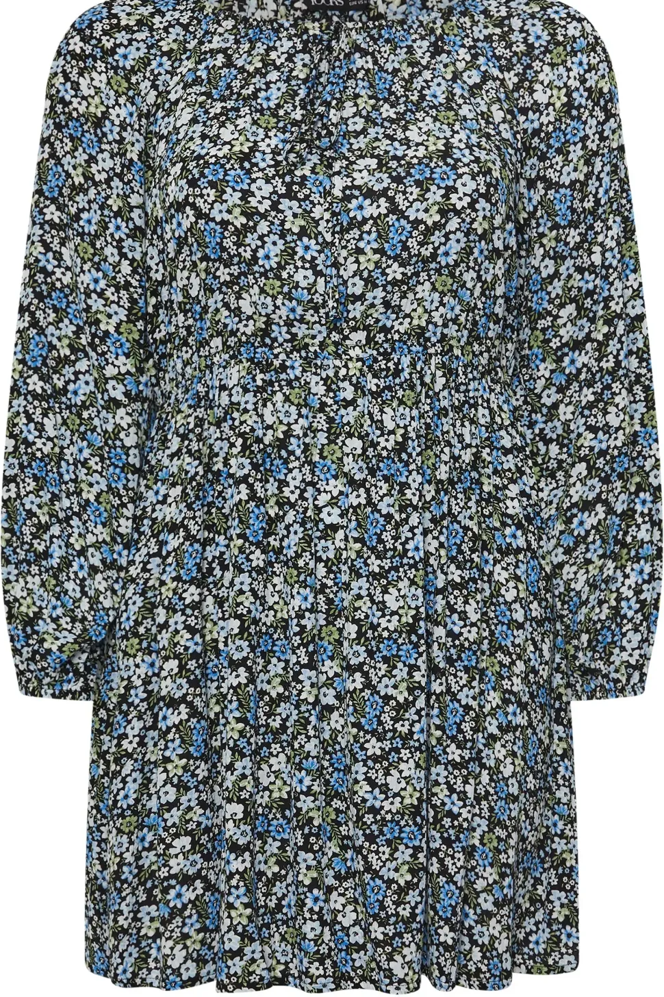 Printed Crinkle Tie Neck Blouse