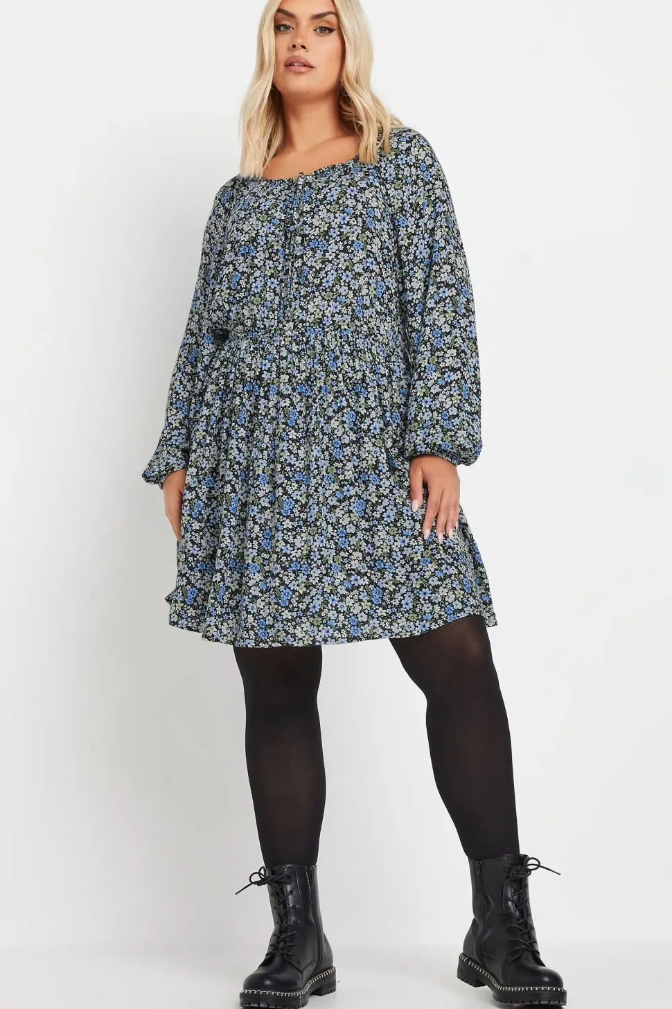 Printed Crinkle Tie Neck Blouse